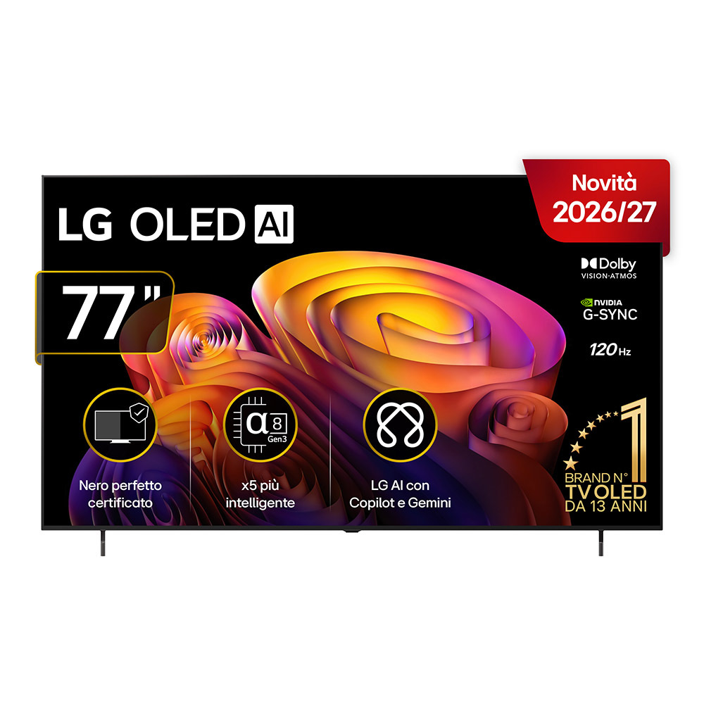 LG OLED AI 77'' Serie B6E OLED77B6ELC, 4K, perfetto, Dolby Vision, Processore α8 Gen3, 120Hz, G-Sync, SMART TV 2026