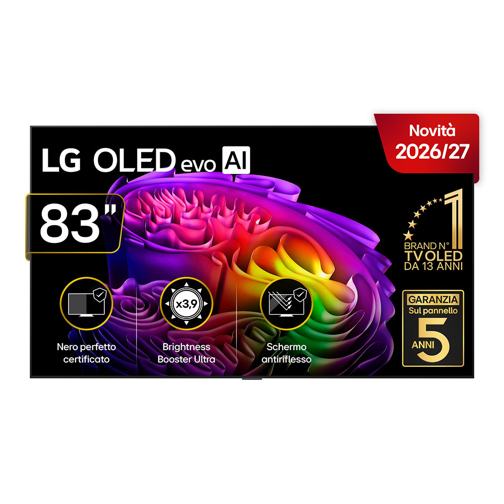 LG OLED evo AI 83'' Serie G6 OLED83G64LW, 4K, Hyper Radiant Color, Staffa a filo muro inclusa, G-Sync, SMART TV 2026